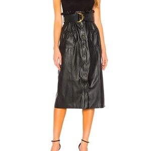 NWOT REVOLVE TULAROSA Jenna Faux Leather Skirt Black S